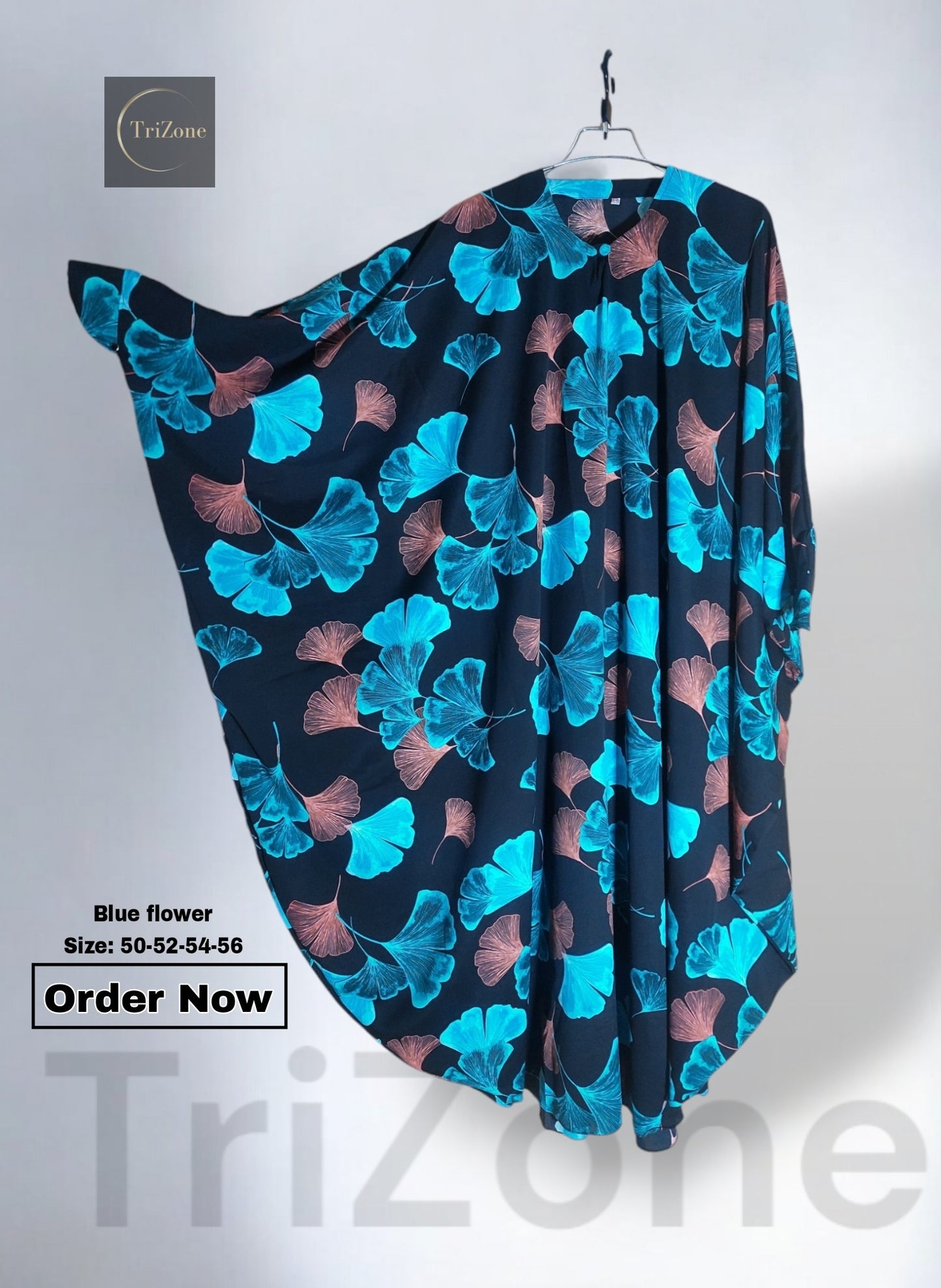 Blue flower- নীল ফুল প্রিন্টের লং কাফতান আবায়া