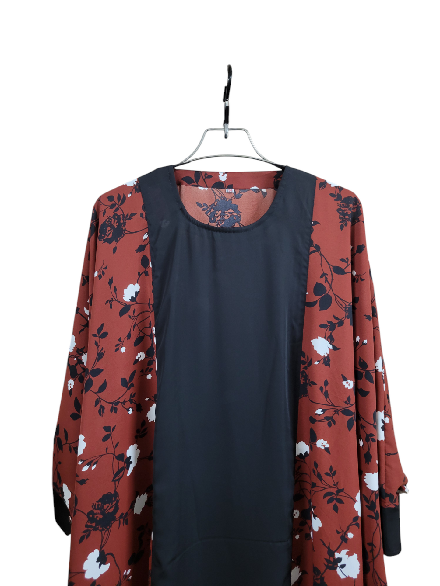 Reddish brown x Black- প্রিন্টের লং কাফতান আবায়া