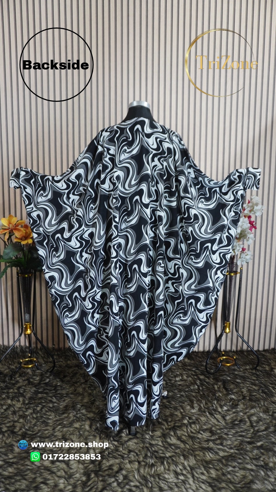 Ash Zigzag- প্রিন্টের লং কাফতান আবায়া।