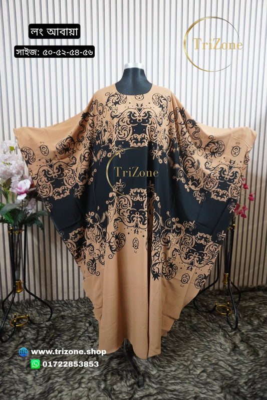 Skin-Black Middlework প্রিন্টের লং আবায়া।
