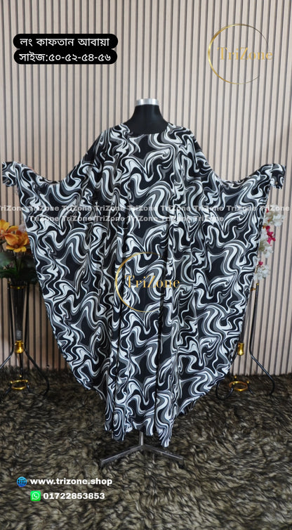 Ash Zigzag- প্রিন্টের লং কাফতান আবায়া।