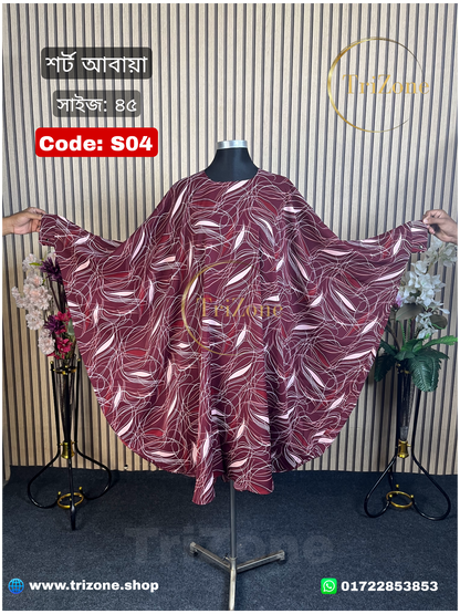 Code: S04 | Maroon Print (শর্ট আবায়া)