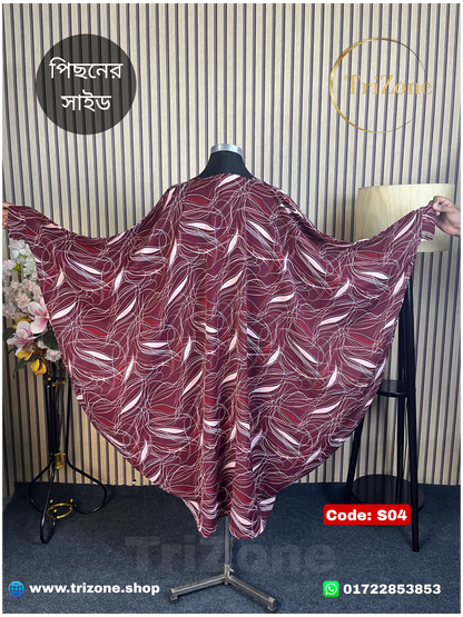 Code: S04 | Maroon Print (শর্ট আবায়া)