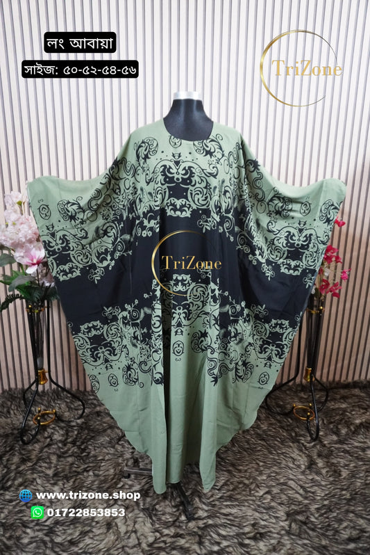 Olive-Black Middlework প্রিন্টের লং আবায়া।