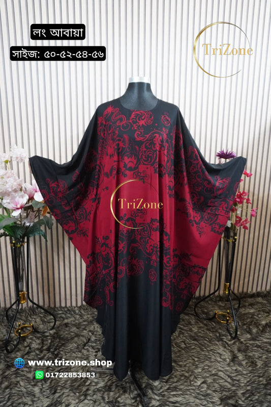 Red-Black Middlework প্রিন্টের লং আবায়া।
