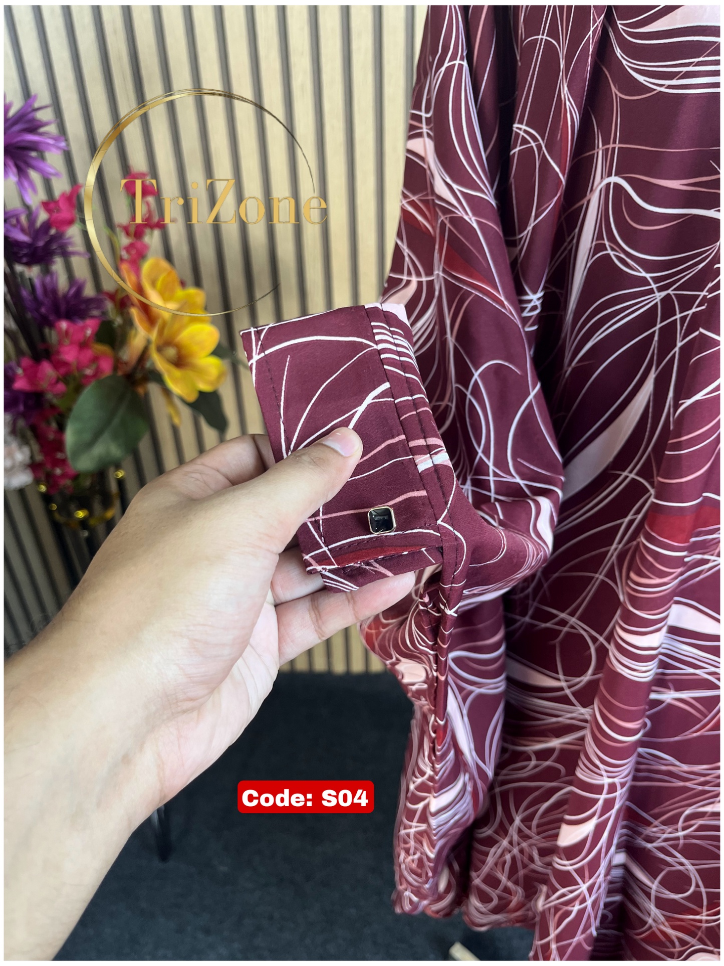 Code: S04 | Maroon Print (শর্ট আবায়া)