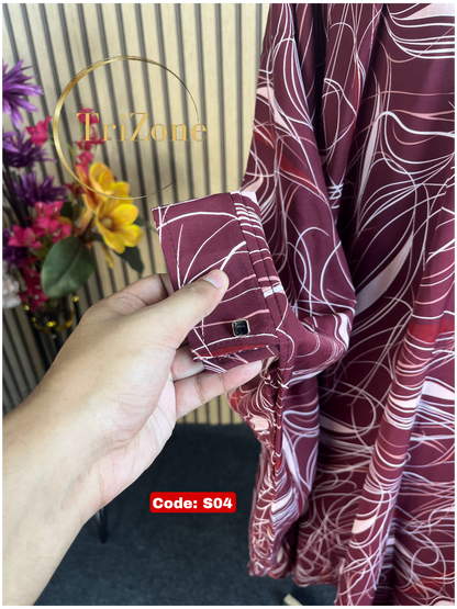 Code: S04 | Maroon Print (শর্ট আবায়া)