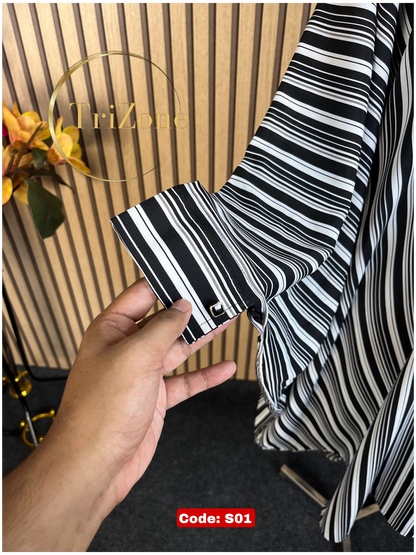 Code: S01 | Black & white step (শর্ট আবায়া)