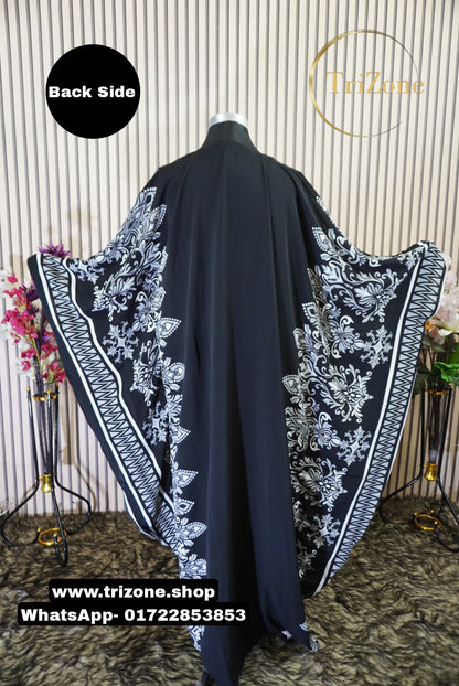 Black Sidework-প্রিন্টের লং আবায়া ।
